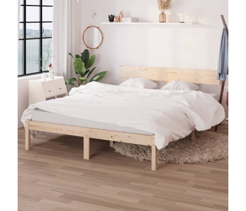 Estructura de cama doble pequeña sin colchón madera maciza