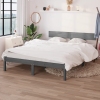 Estructura de cama doble pequeña sin colchón madera maciza gris