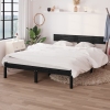 Estructura cama doble pequeña sin colchón madera maciza negro