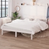 Estructura de cama doble sin colchón madera maciza pino blanco