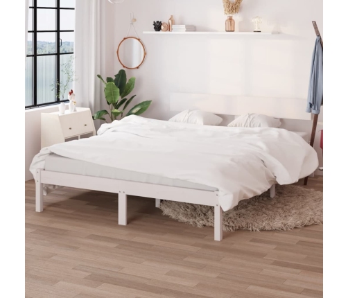 Estructura de cama doble sin colchón madera maciza pino blanco