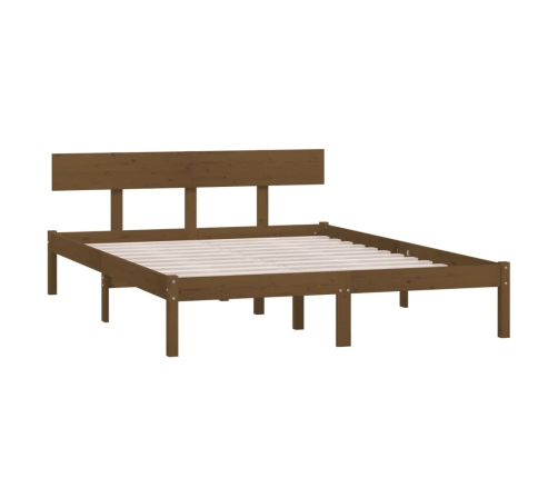 Estructura de cama madera de pino doble marrón miel 135x190 cm