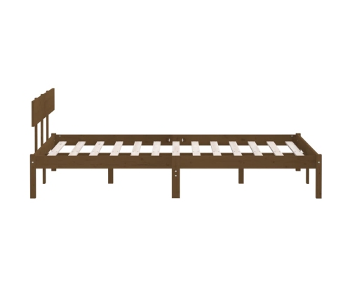 Estructura de cama madera de pino doble marrón miel 135x190 cm