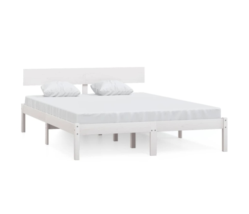 Estructura de cama sin colchón madera maciza blanco 140x190 cm