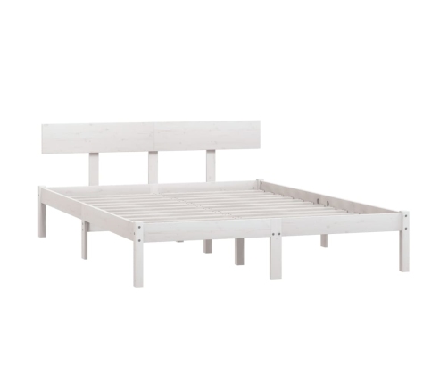 Estructura de cama sin colchón madera maciza blanco 140x190 cm