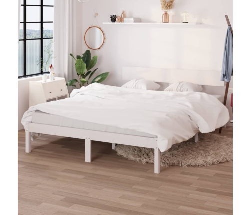 Estructura de cama sin colchón madera maciza blanco 140x190 cm