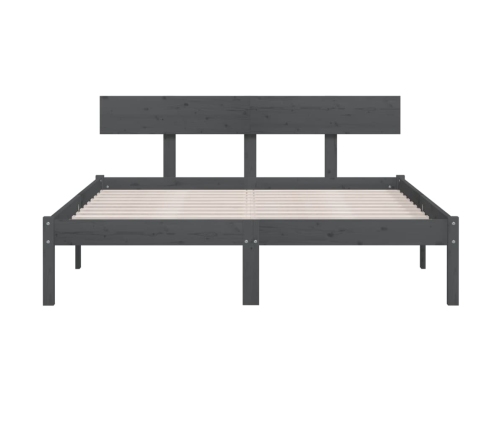 Estructura de cama sin colchón madera maciza gris 140x190 cm