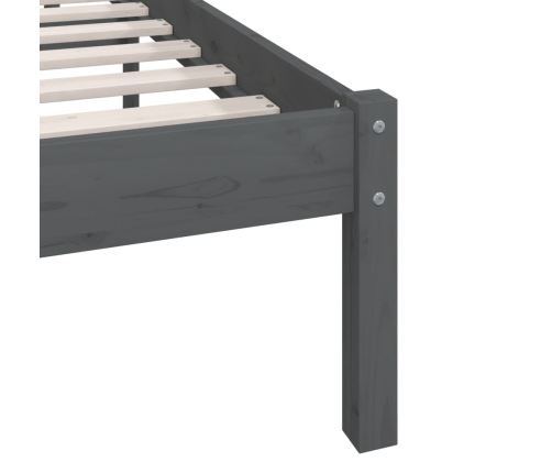 Estructura de cama sin colchón madera maciza gris 140x190 cm