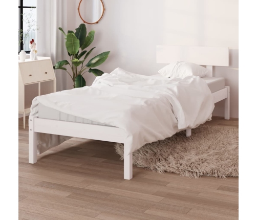 Estructura de cama sin colchón madera maciza blanco 90x200 cm