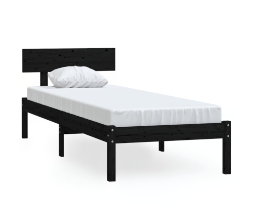 Estructura de cama sin colchón madera maciza negro 90x200 cm