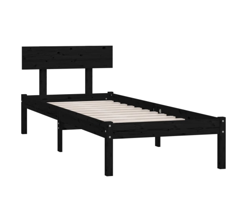 Estructura de cama sin colchón madera maciza negro 90x200 cm