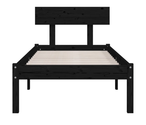 Estructura de cama sin colchón madera maciza negro 90x200 cm