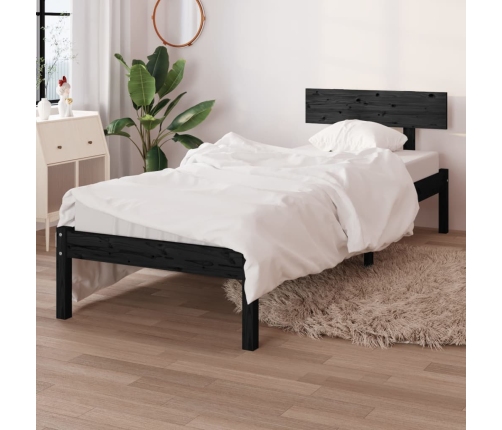 Estructura de cama sin colchón madera maciza negro 90x200 cm