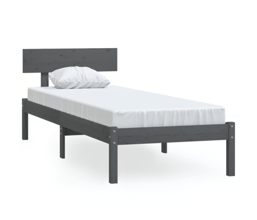 Estructura de cama de madera maciza de pino gris 100x200 cm