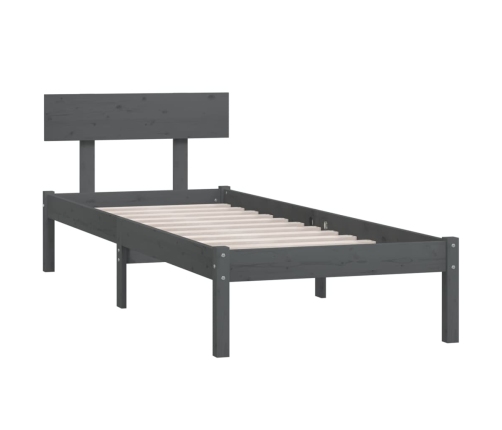 Estructura de cama de madera maciza de pino gris 100x200 cm