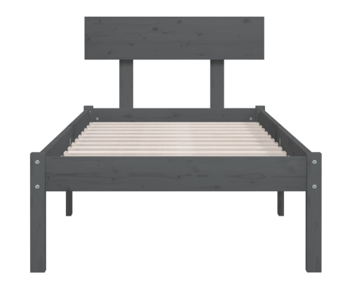 Estructura de cama de madera maciza de pino gris 100x200 cm