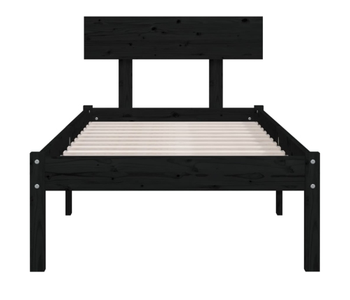 Estructura de cama sin colchón madera maciza negro 100x200 cm