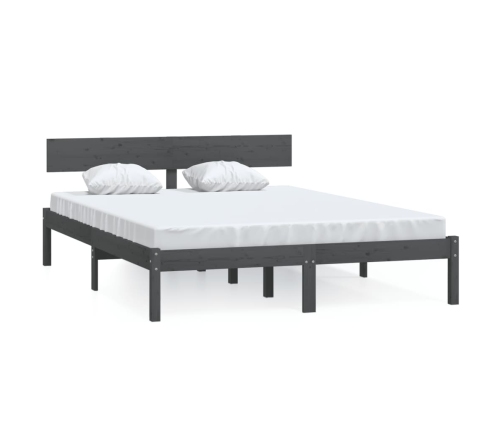 vidaXL Estructura de cama madera maciza de pino gris 140x200 cm