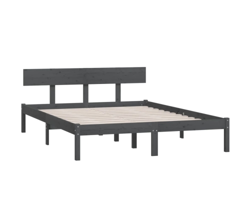 vidaXL Estructura de cama madera maciza de pino gris 140x200 cm