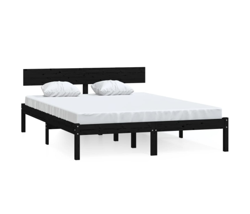 Estructura de cama sin colchón madera maciza negro 140x200 cm