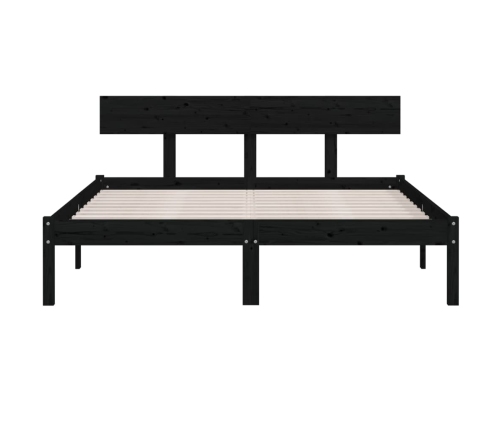 Estructura de cama sin colchón madera maciza negro 140x200 cm