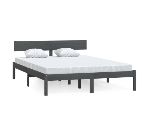 Estructura de cama sin colchón madera maciza gris 160x200 cm