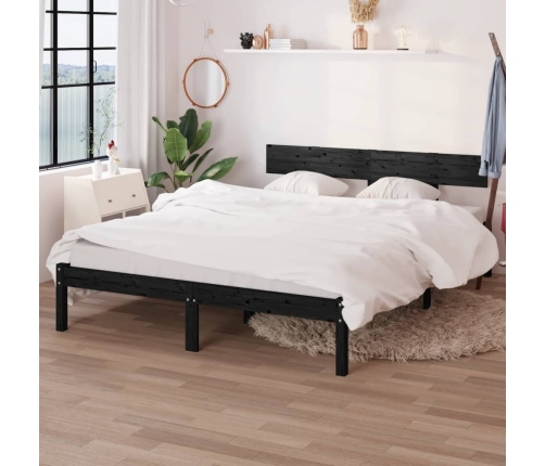 Estructura de cama sin colchón madera maciza negro 160x200 cm