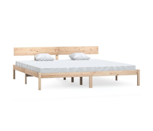 Estructura de cama doble sin colchón madera maciza