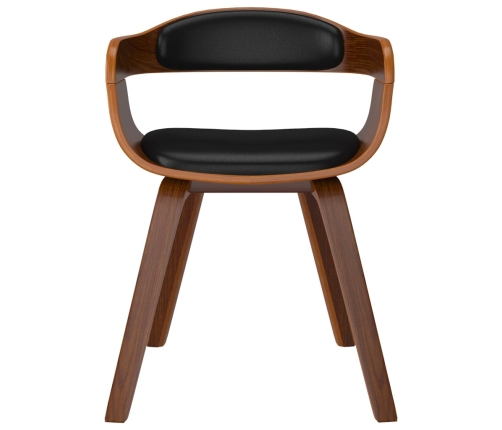 Silla de comedor de cuero sintético y madera curvada negro