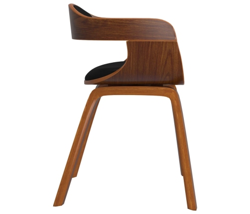 Silla de comedor de cuero sintético y madera curvada negro