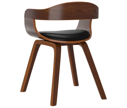 Silla de comedor de cuero sintético y madera curvada negro