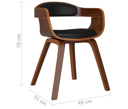 Silla de comedor de cuero sintético y madera curvada negro