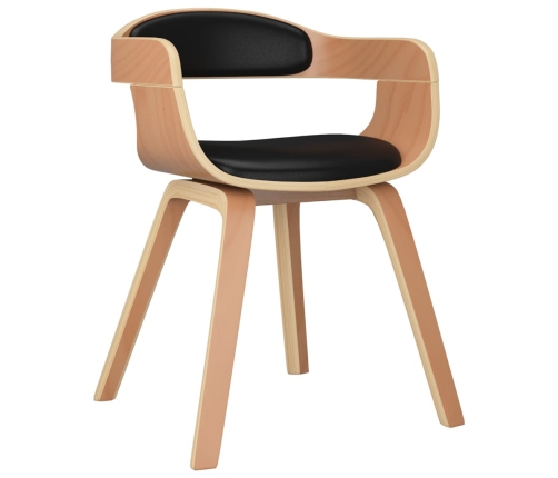 Silla de comedor de cuero sintético y madera curvada negro