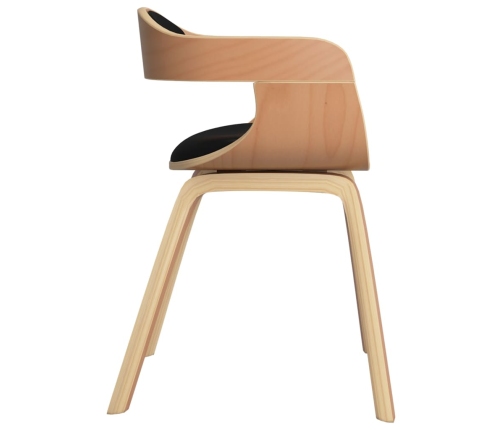 Silla de comedor de cuero sintético y madera curvada negro