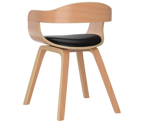 Silla de comedor de cuero sintético y madera curvada negro