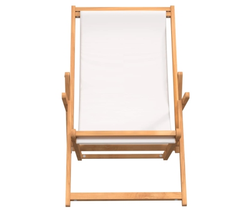 Silla de playa plegable de madera maciza de teca crema