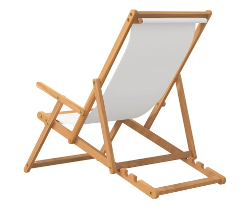 Silla de playa plegable de madera maciza de teca crema