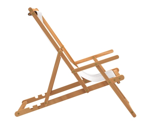 Silla de playa plegable de madera maciza de teca crema