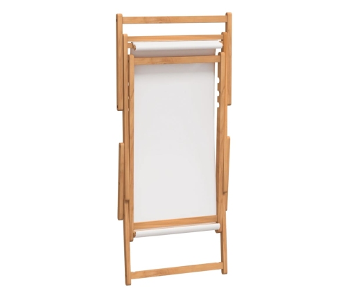 Silla de playa plegable de madera maciza de teca crema