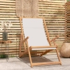 vidaXL Silla de playa plegable de madera maciza de teca crema