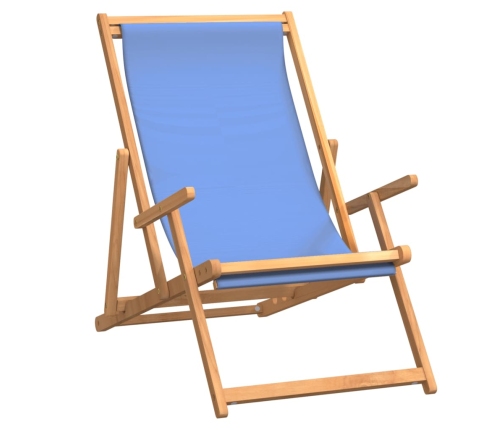 Silla de playa plegable de madera maciza de teca azul