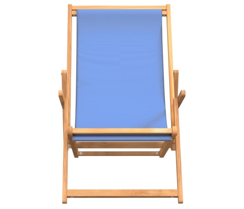 Silla de playa plegable de madera maciza de teca azul