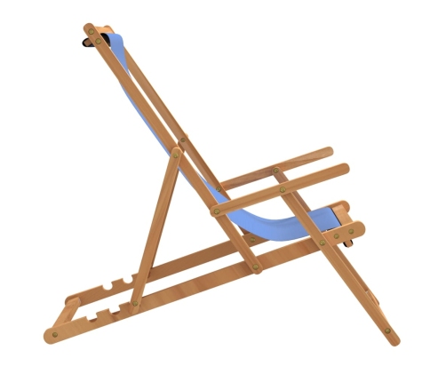 Silla de playa plegable de madera maciza de teca azul