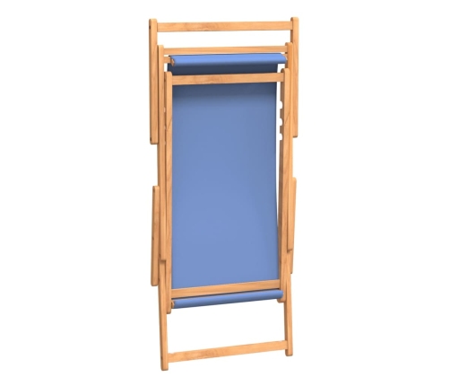 Silla de playa plegable de madera maciza de teca azul