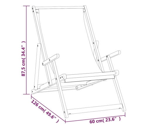 Silla de playa plegable de madera maciza de teca azul