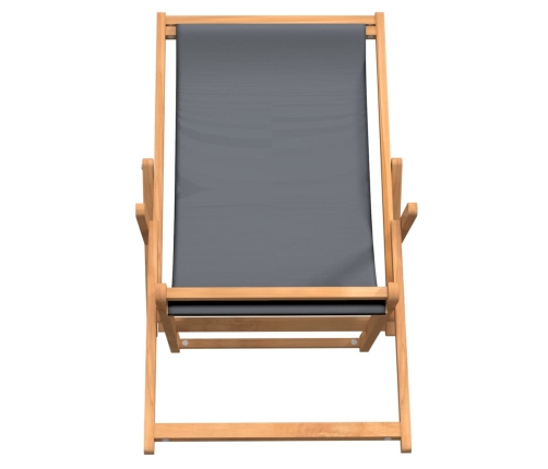 Silla de playa plegable de madera maciza de teca gris