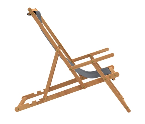 Silla de playa plegable de madera maciza de teca gris