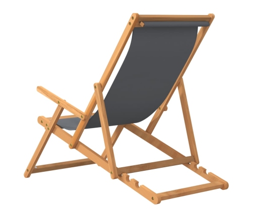 Silla de playa plegable de madera maciza de teca gris