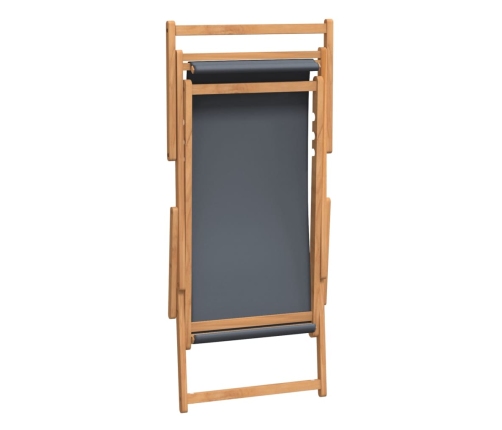 Silla de playa plegable de madera maciza de teca gris