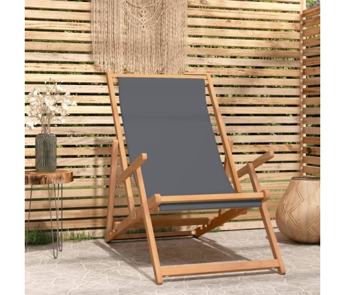 Silla de playa plegable de madera maciza de teca gris